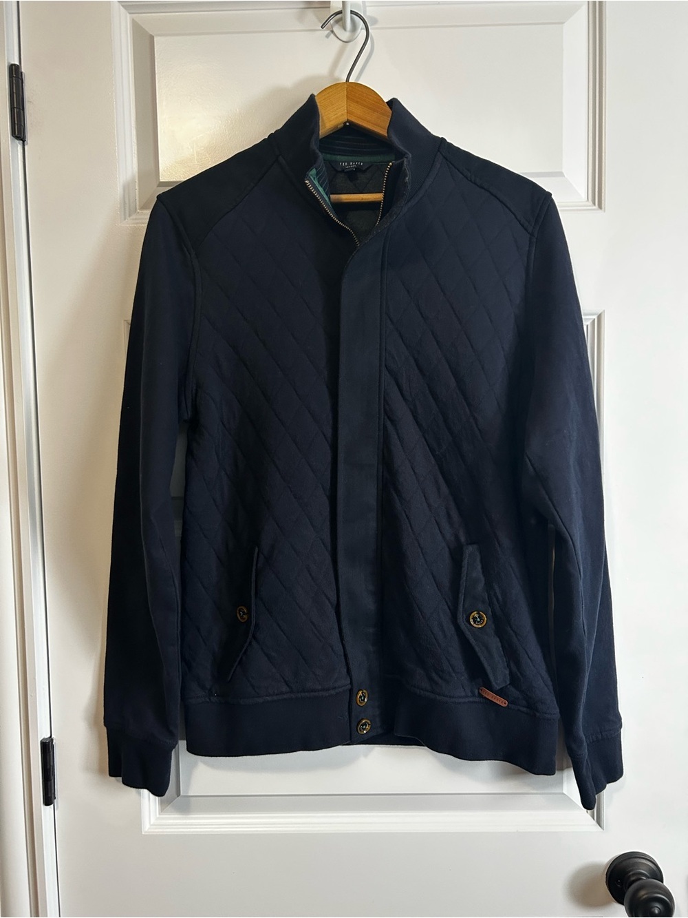 Ted Baker Navy Quilted Lightweight Jacket Preppy Golf Cardigan